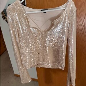Wild Fable Sequin Cream Blouse